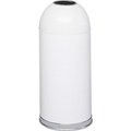 Safco 15 gal Open Top Dome Waste Receptacle, White, Stainless Steel SAF9639WH